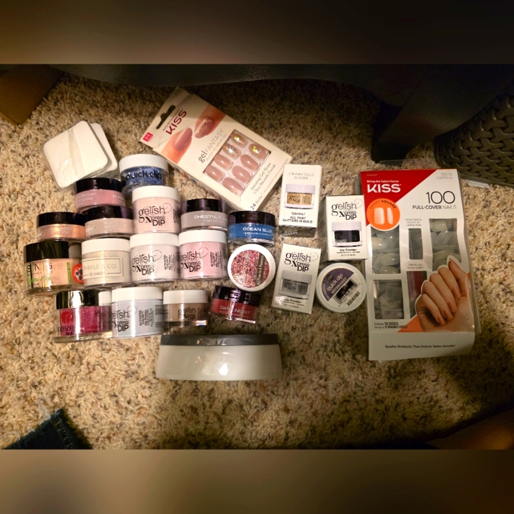 Bundle Of Nail Stuff! Gelish, Nailboo, etc Kiss brand, press ons,